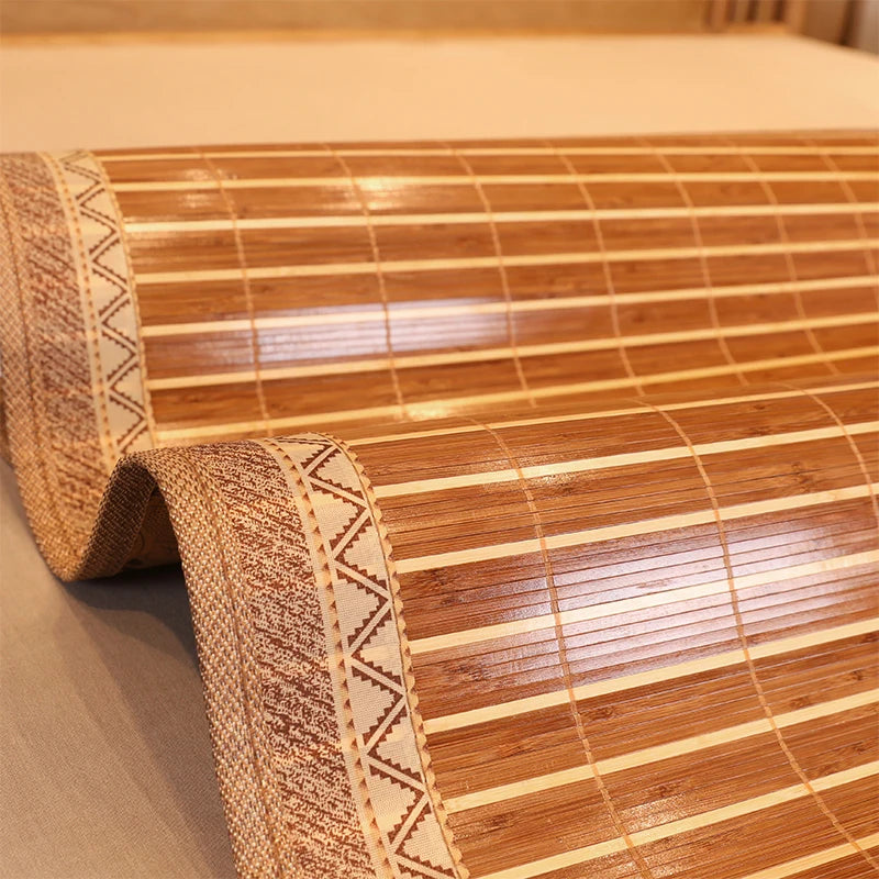Roll of bamboo blind on a neutral background