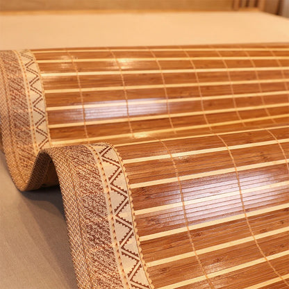 Roll of bamboo blind on a neutral background