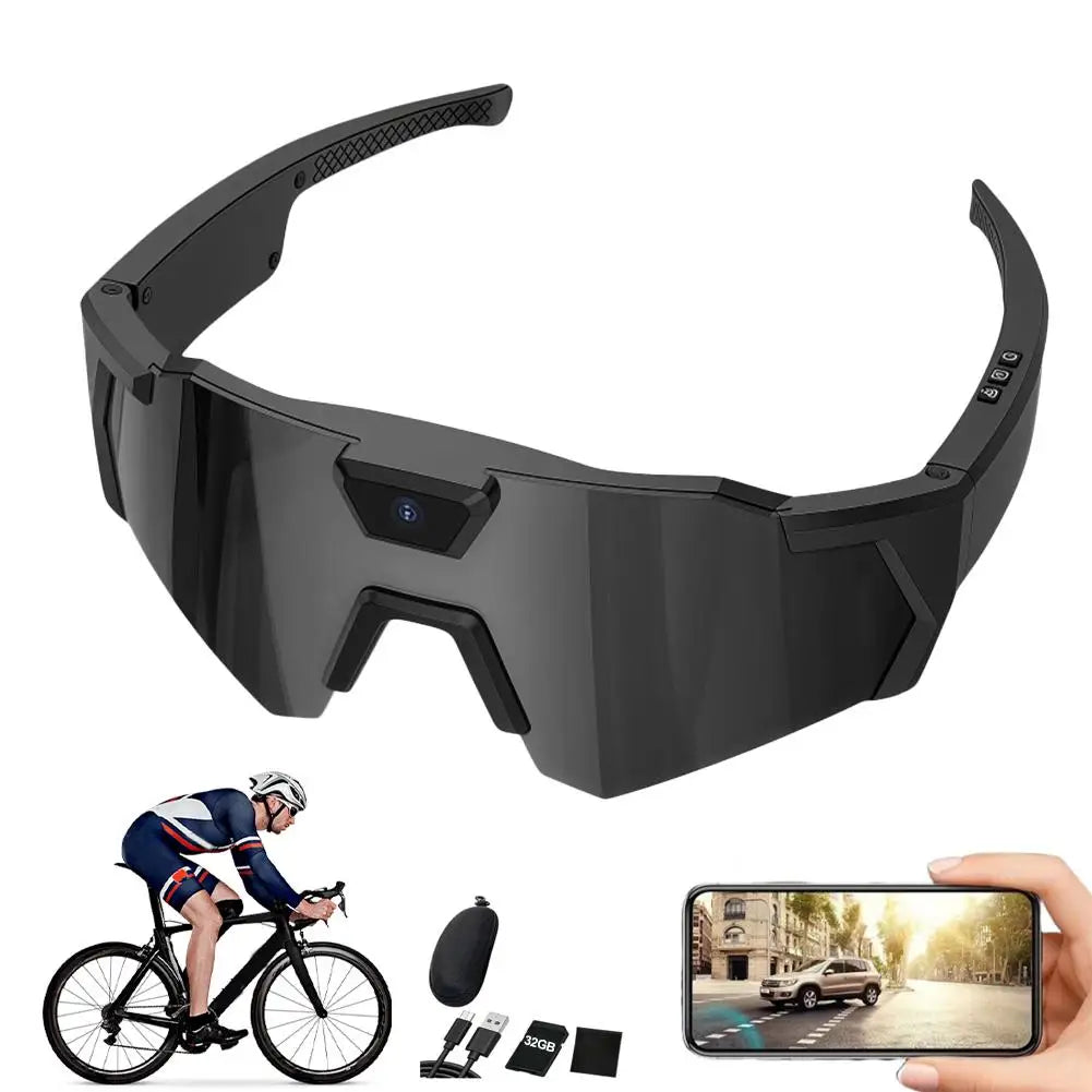 Black futuristic goggles with additional accessories on a white background