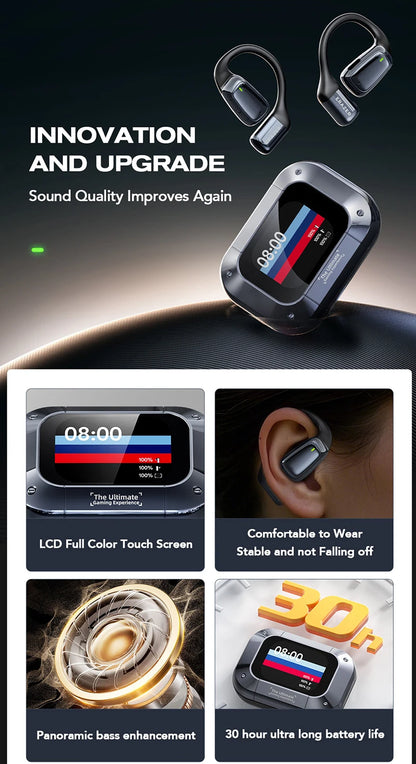 AI Translator Sport Wireless Earbuds - LCD Touch Screen Bluetooth Earphones with HD Mic | FunWearCode's Selection