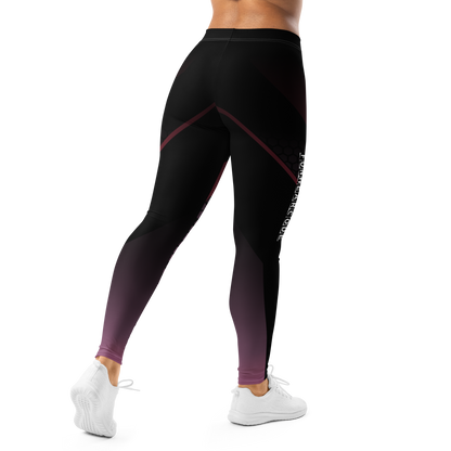 Black and red stripe leggings with a brand logo "FunWearCode" on a white background