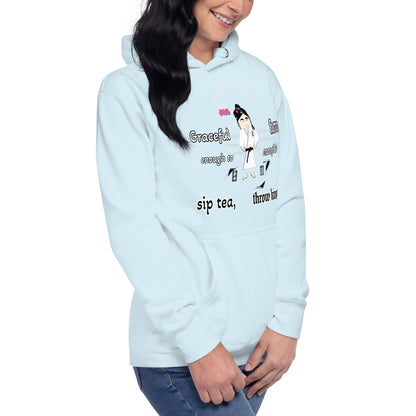 Judo Lady Graphic Cartoon Hoodie – Fun Martial Arts Sweatshirt | FunWearCode