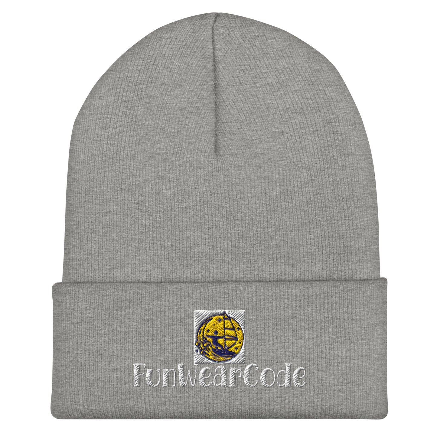 Cuffed Beanie (gray font) – Stylish Winter Knit Hat | FunWearCode