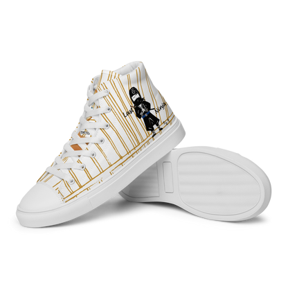 Men’s high top canvas shoes | Last ninja design (Yellow strip) | FunWearCode