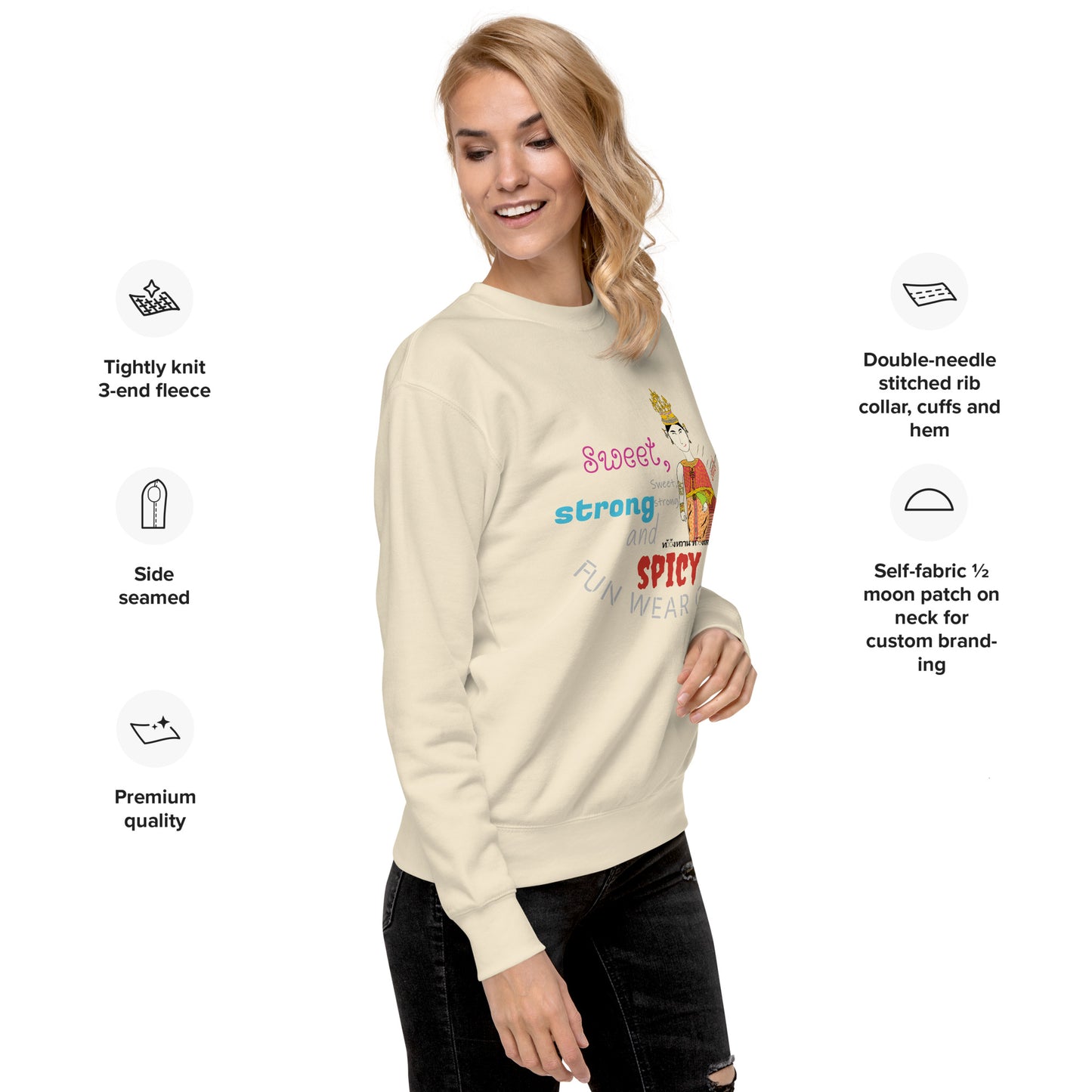 Premium Long Sleeve T-Shirt - Playful Thai Woman Graphic Tee | FunWearCode