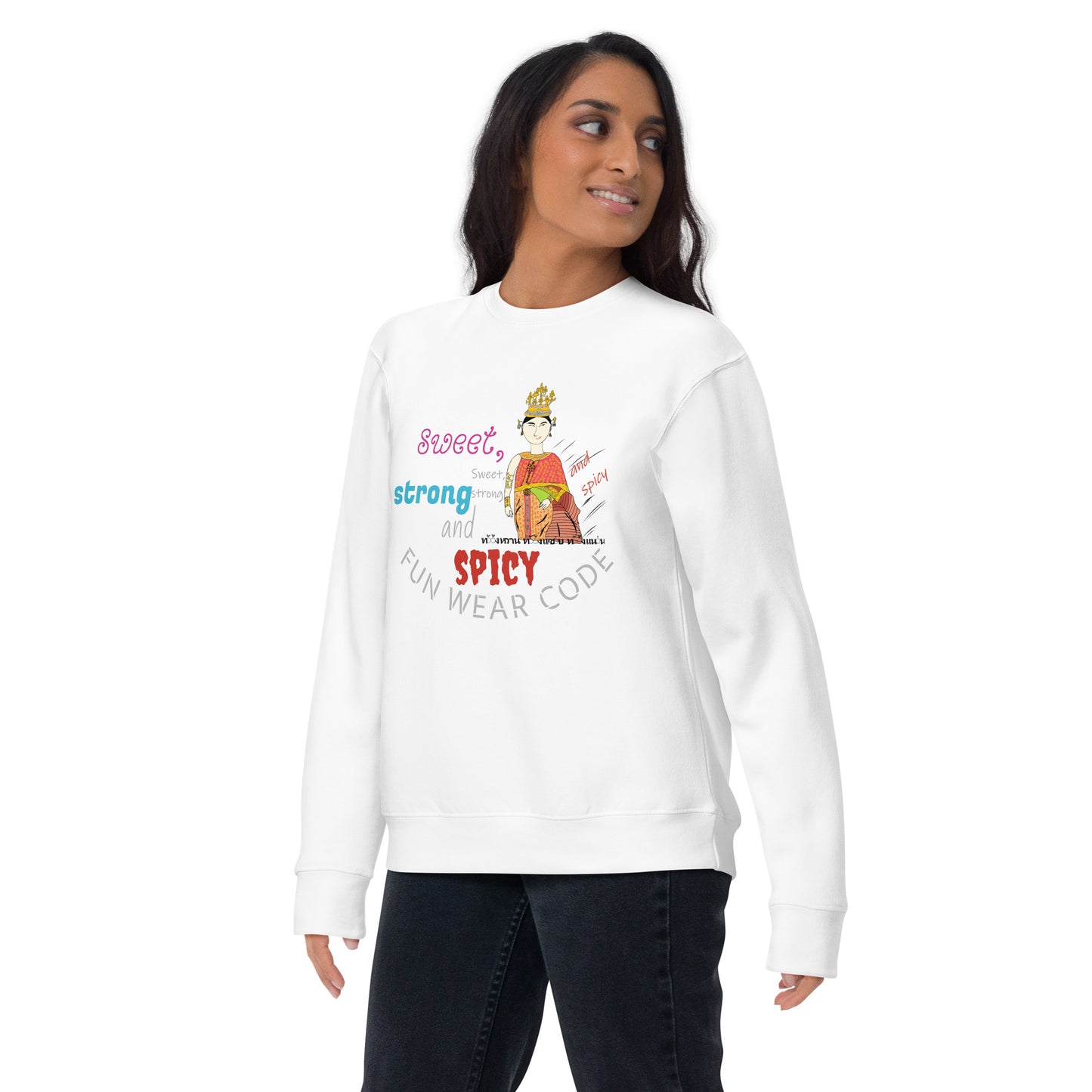 Premium Long Sleeve T-Shirt - Playful Thai Woman Graphic Tee | FunWearCode